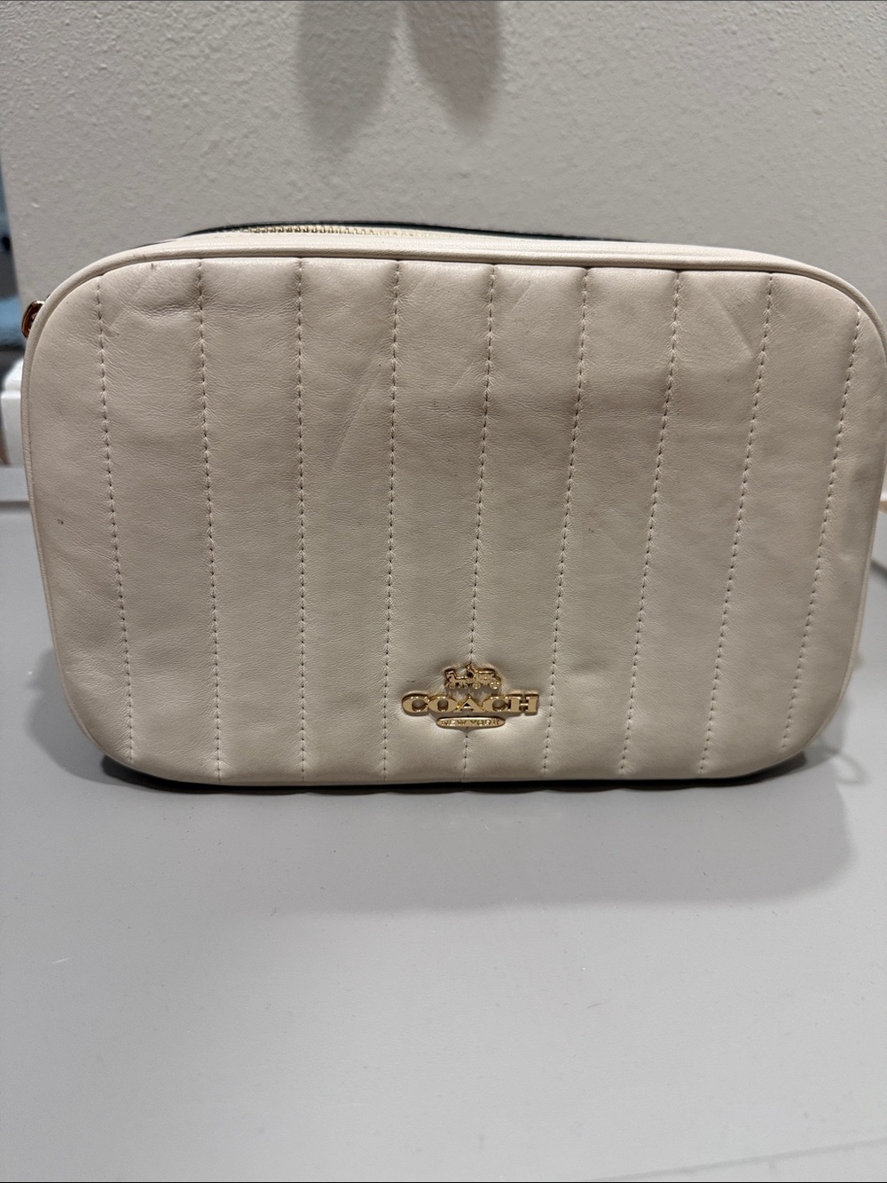 COACH Quilted Leather Crossbody Bag in Cream